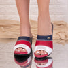 Papuci dama cu platforma Solina - Red/Navy