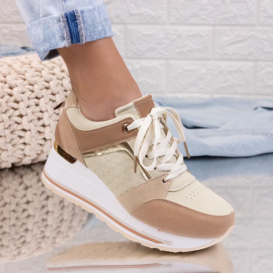 Pantofi sport cu platforma Tereza - Beige