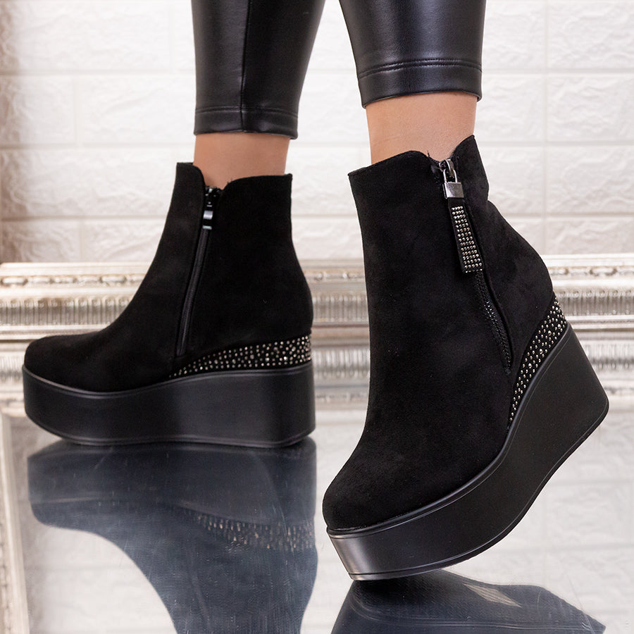Ghete dama cu platforma Alissa - Black