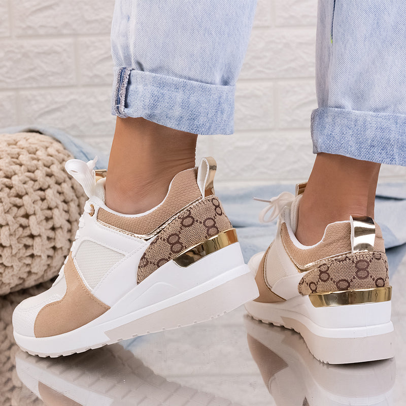Pantofi sport cu platforma Floret - White/Beige