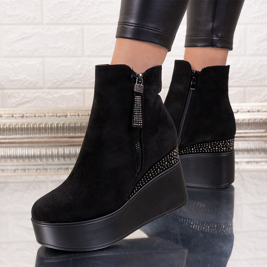 Ghete dama cu platforma Alissa - Black