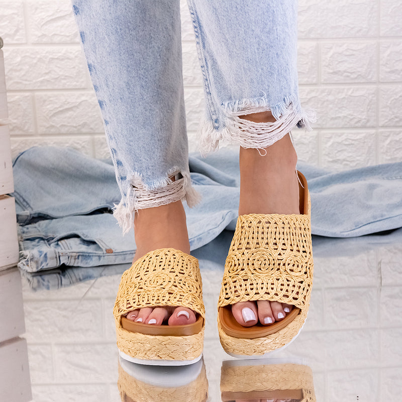 Papuci dama Glenda - Beige