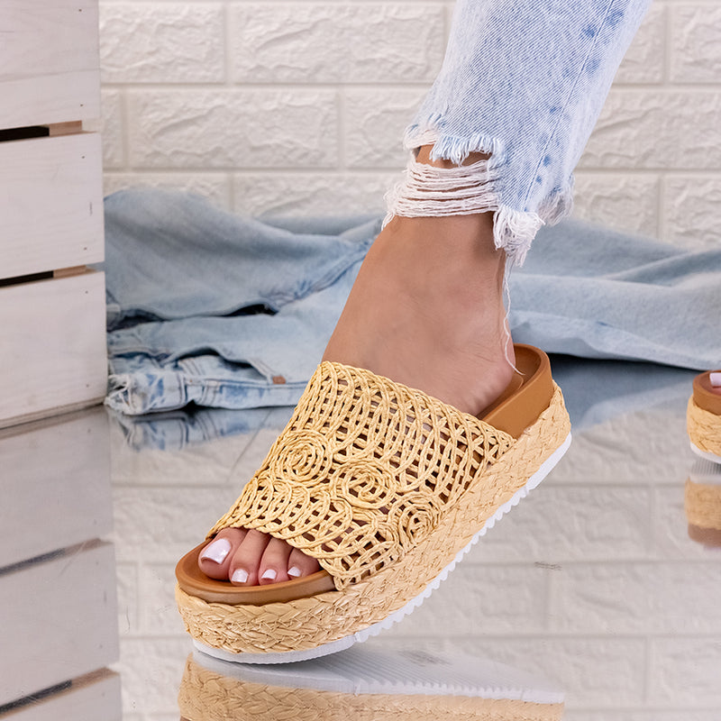 Papuci dama Glenda - Beige