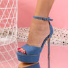 Sandale dama cu toc Ellan - Blue