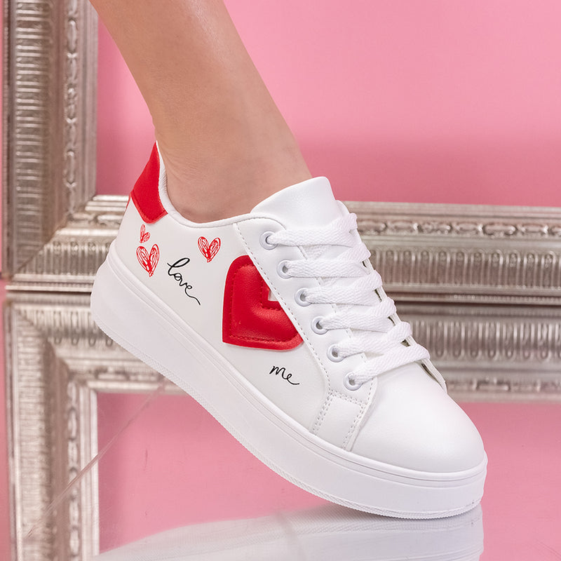 Pantofi sport Heart - White/Red