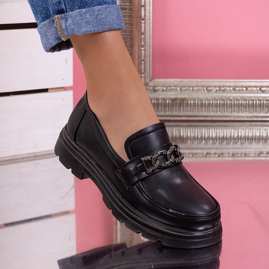 Pantofi casual Imena - Black Leather