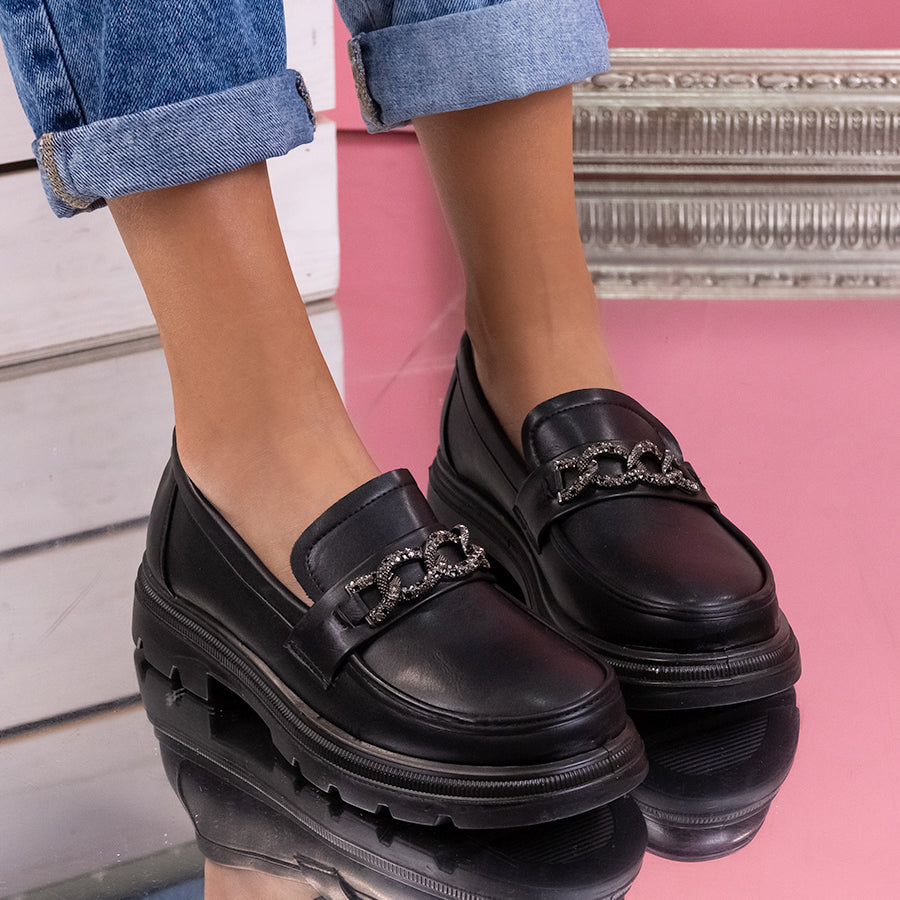 Pantofi casual Imena - Black Leather