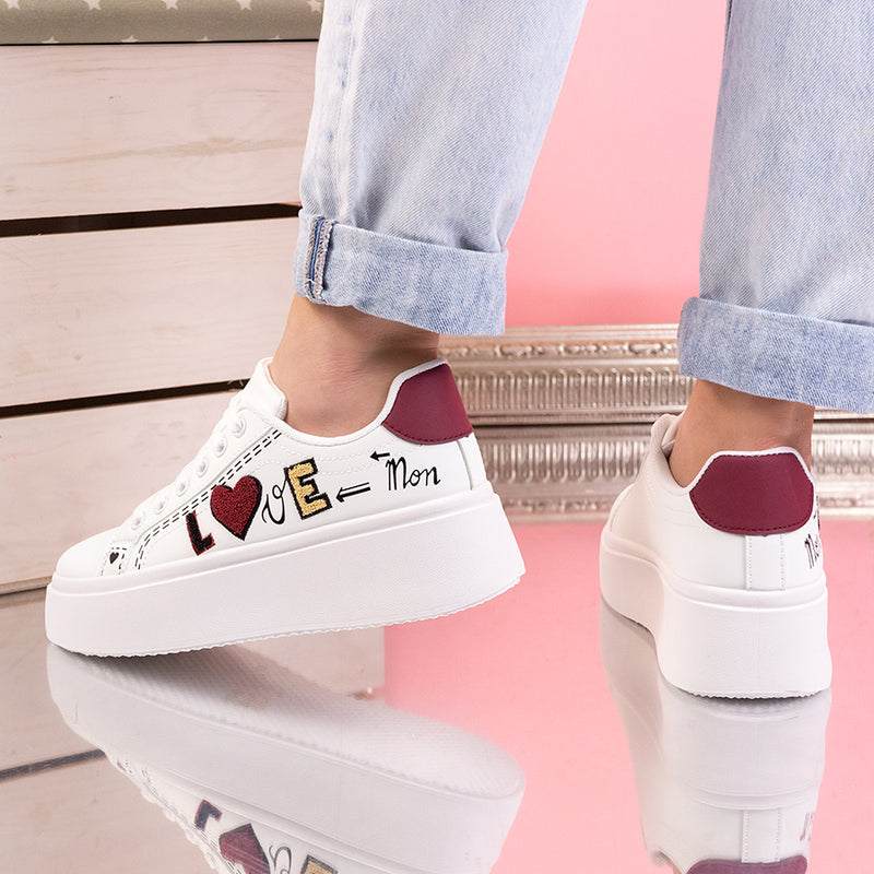 Pantofi sport Melody - White/Wine
