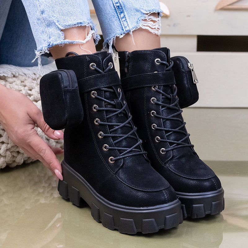 Ghete dama cu platforma Calena - Black