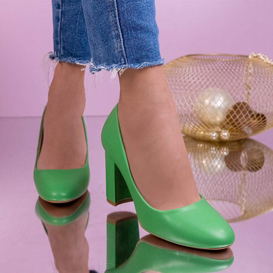 Pantofi dama cu toc Donatela - Green