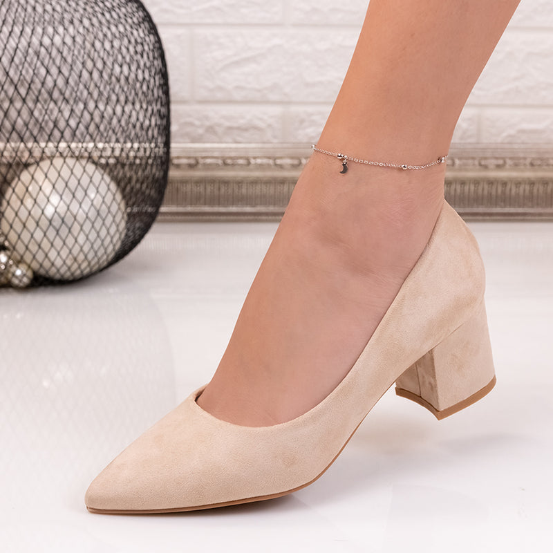Pantofi dama cu toc Lemana - Beige