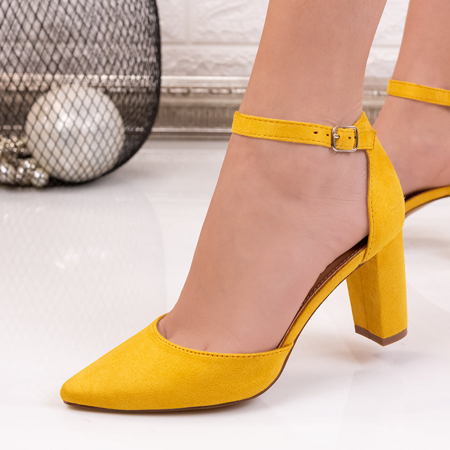 Pantofi dama cu toc Fibela - Yellow