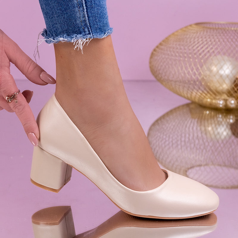 Pantofi dama cu toc Mareta - Beige