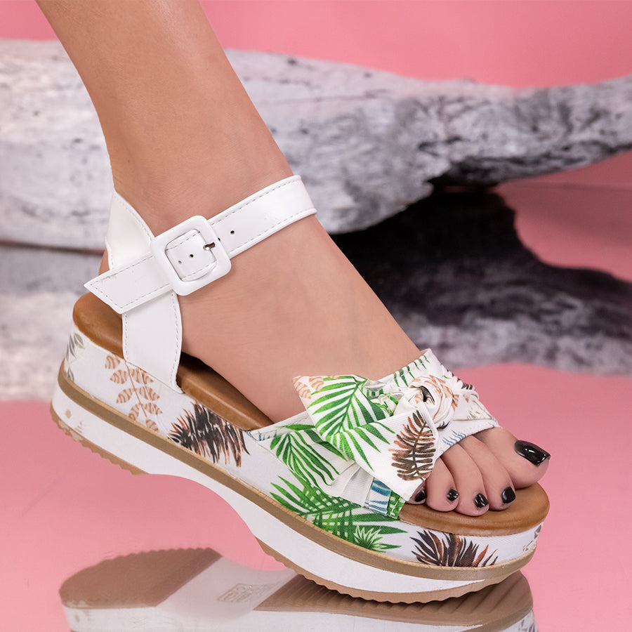 Sandale dama cu platforma Flory - White