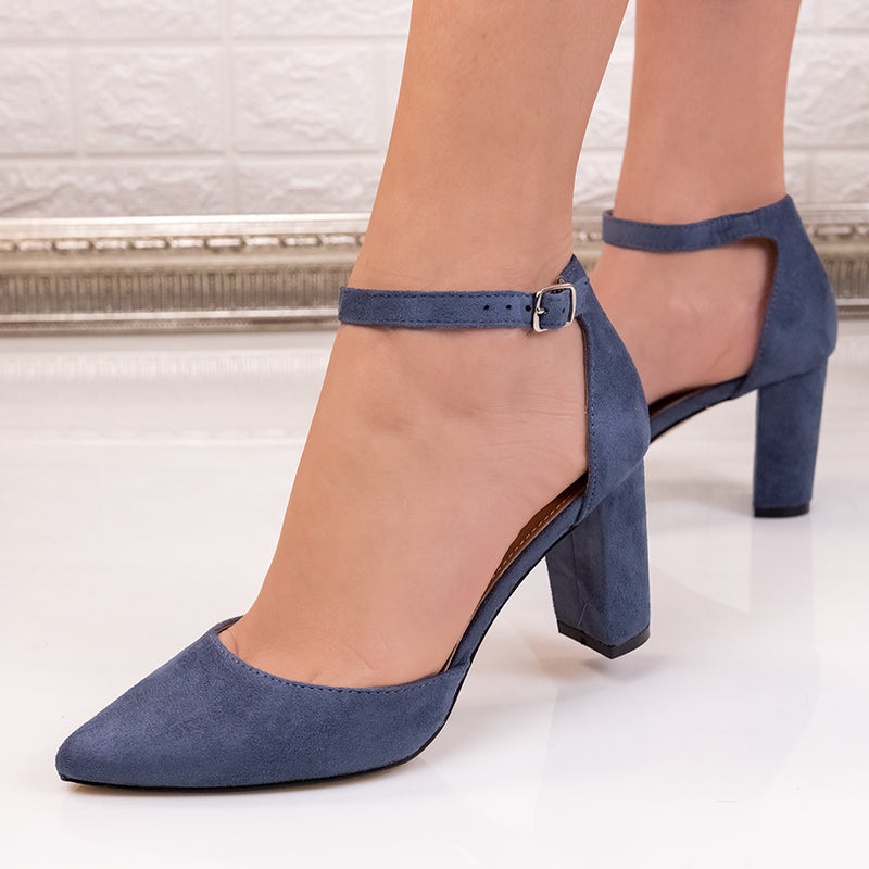 Pantofi dama cu toc Fibela - Blue