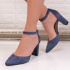 Pantofi dama cu toc Fibela - Blue