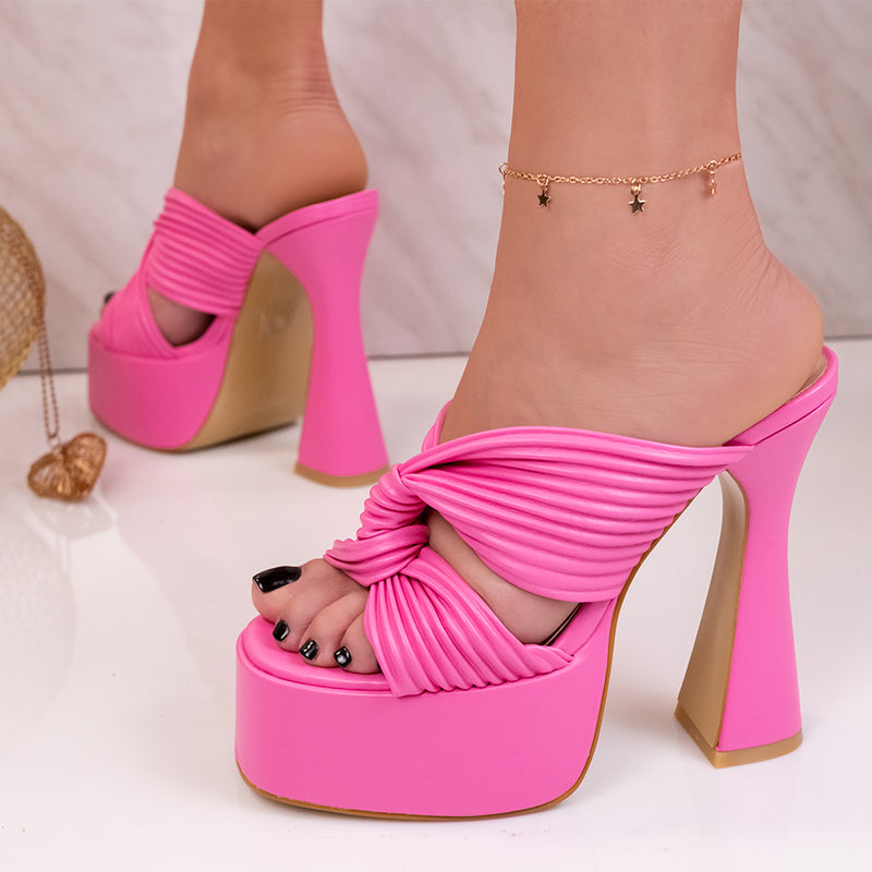 Sandale dama cu toc Helena - Pink