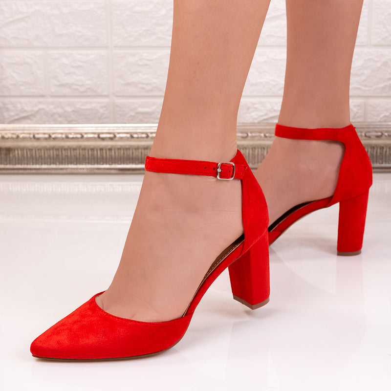 Pantofi dama cu toc Fibela - Red