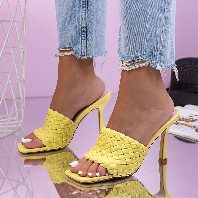 Дамски чехли на ток Verea - Yellow