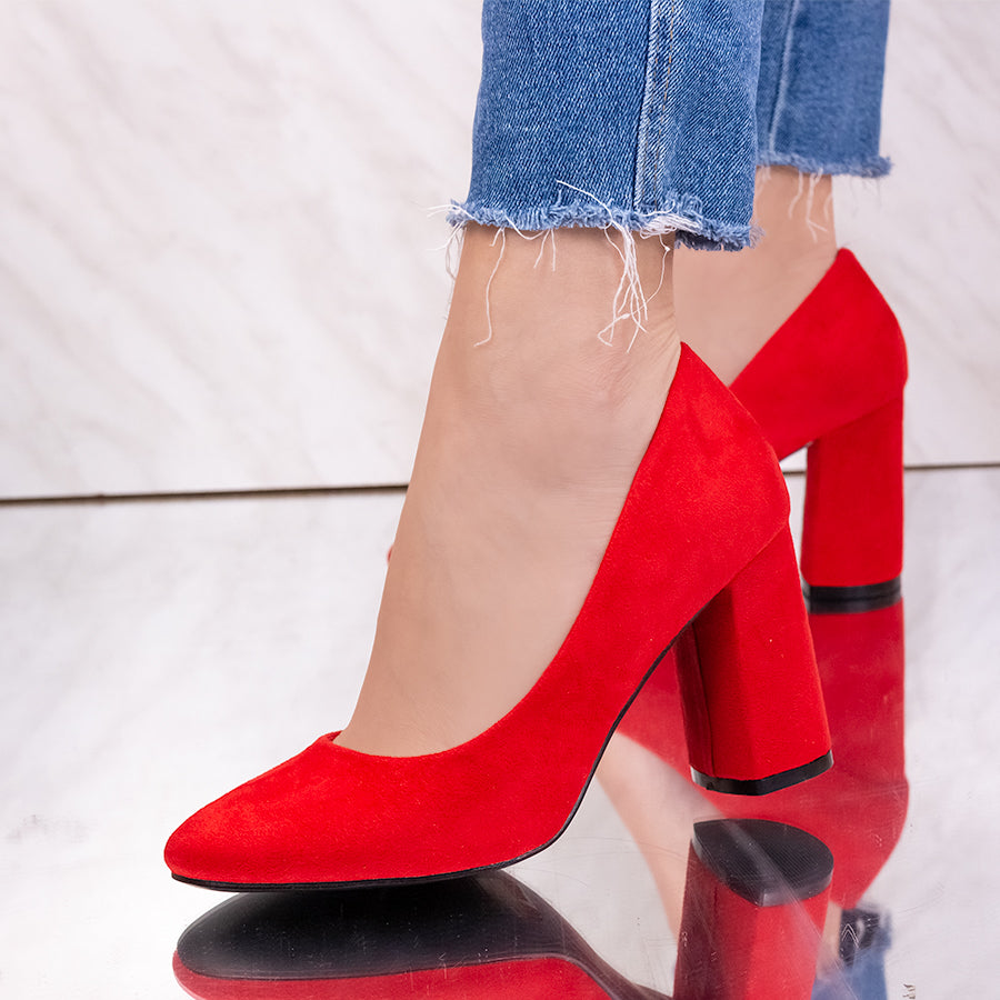 Pantofi dama cu toc Donna - Red