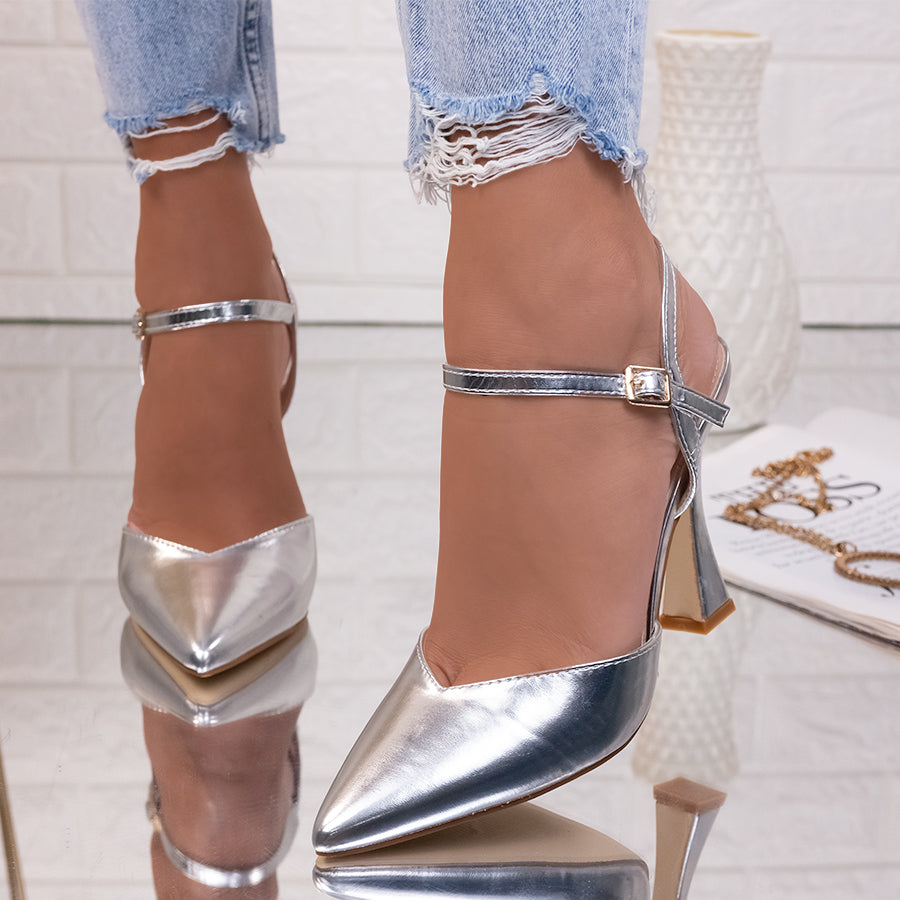 Pantofi dama cu toc Ofeliya - Silver