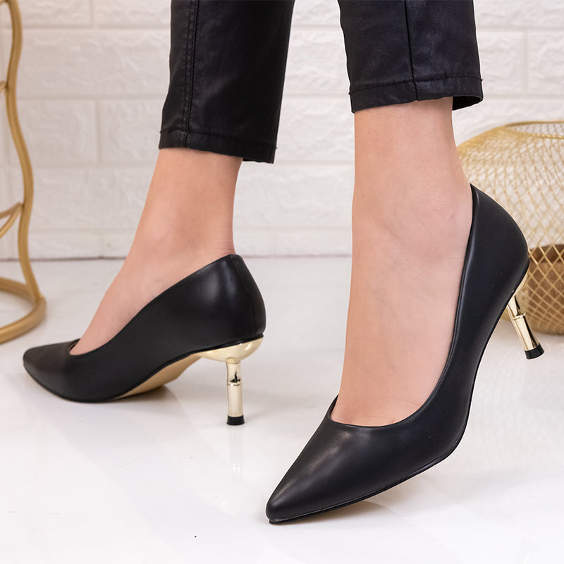 Pantofi dama cu toc Evelin - Black