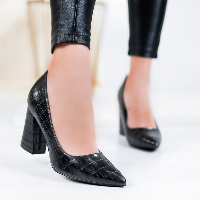 Pantofi dama cu toc Hedia - Black