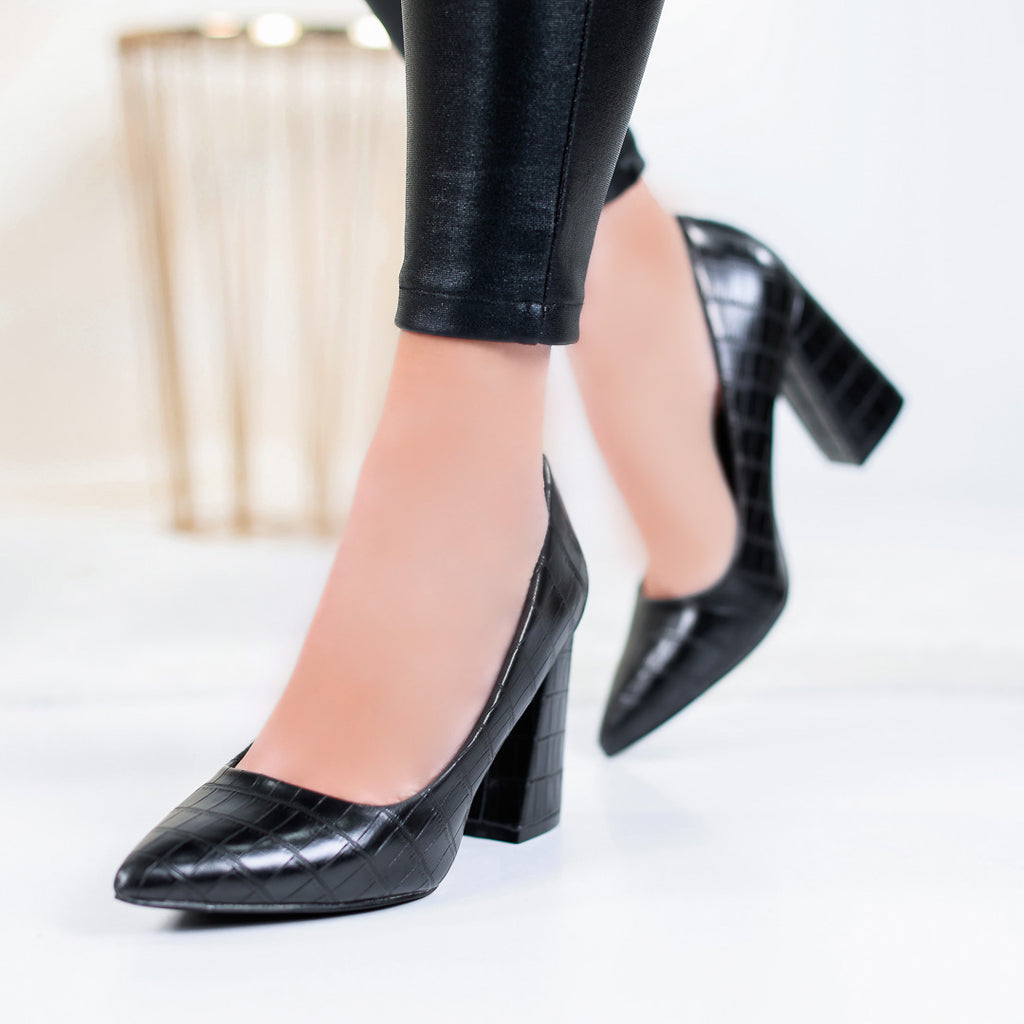 Pantofi dama cu toc Hedia - Black