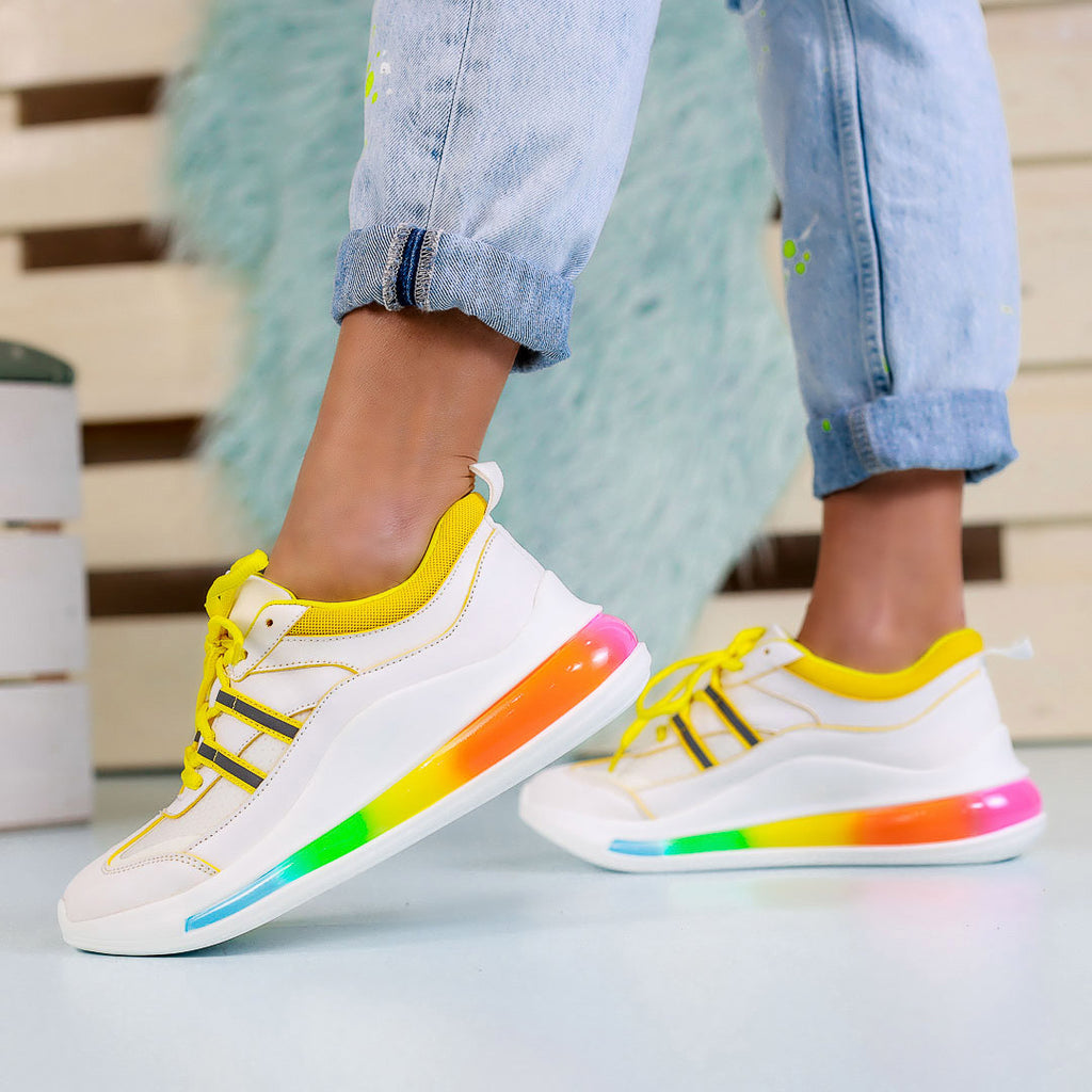 Pantofi sport Feel - White/Yellow