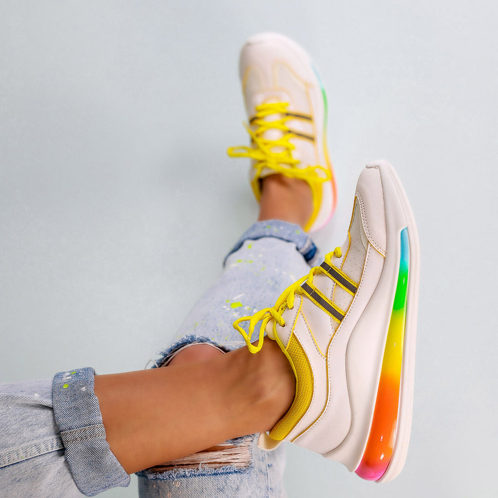 Pantofi sport Feel - White/Yellow