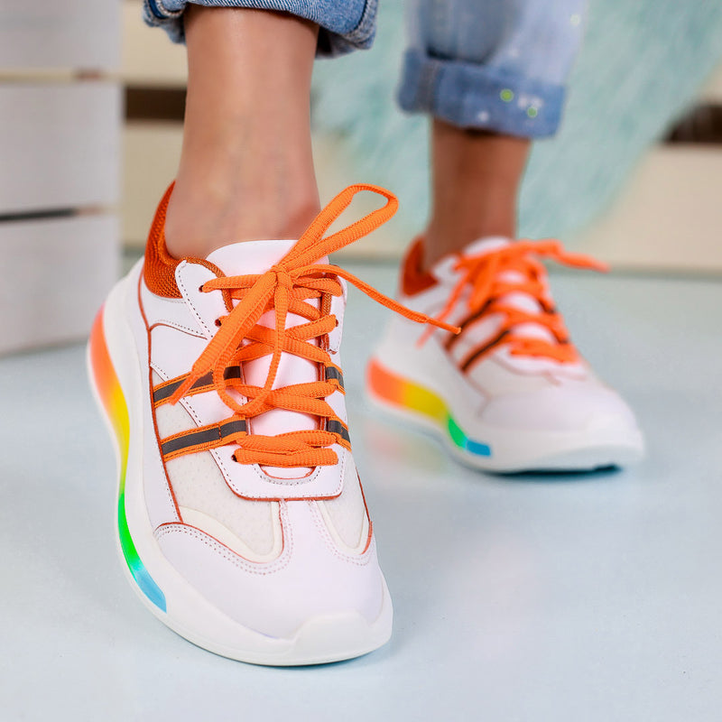 Pantofi sport Feel - White/Orange