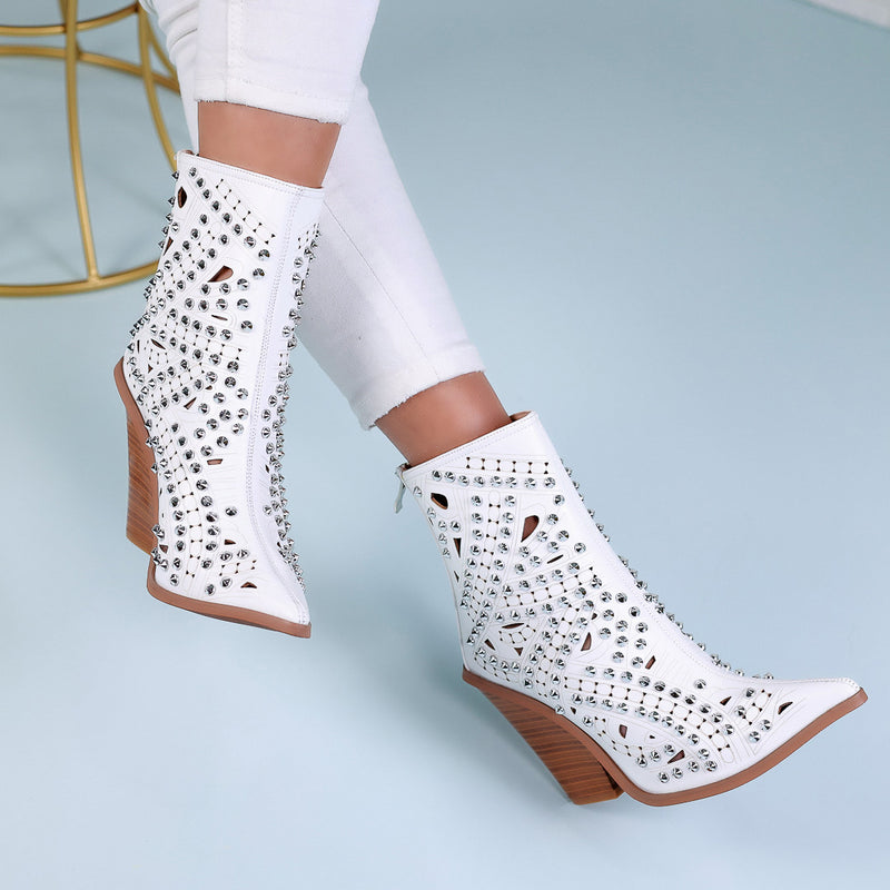 Botine dama Steffy - White