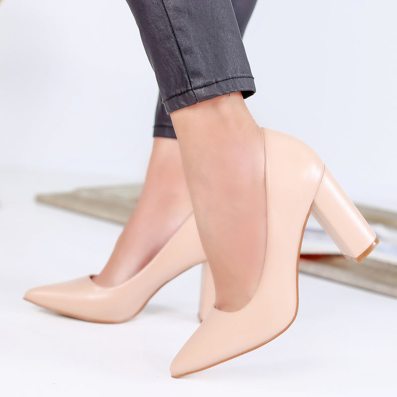 Pantofi cu toc Claudia - Beige
