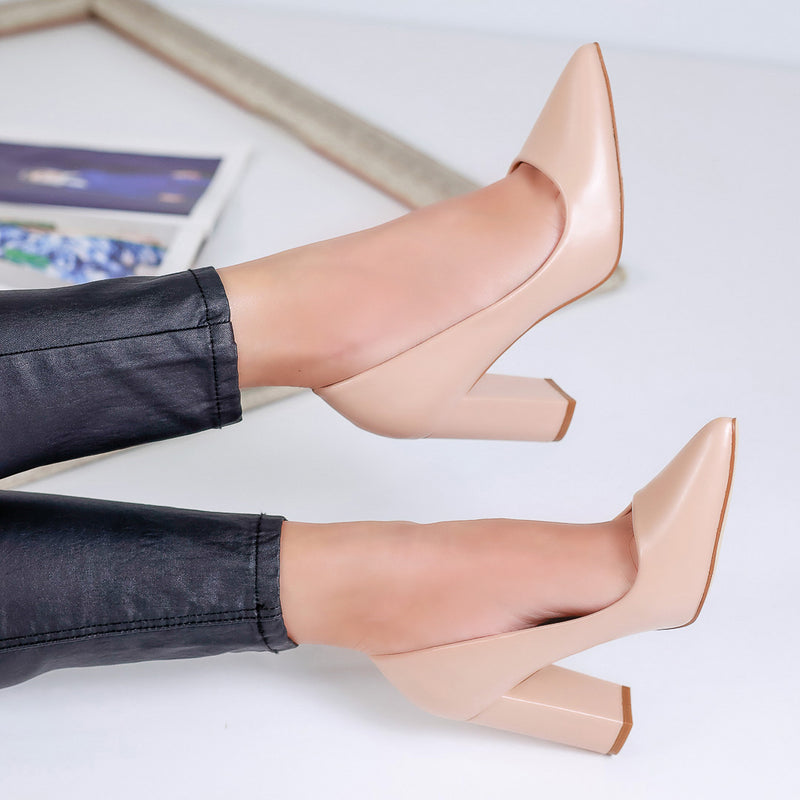 Pantofi cu toc Claudia - Beige