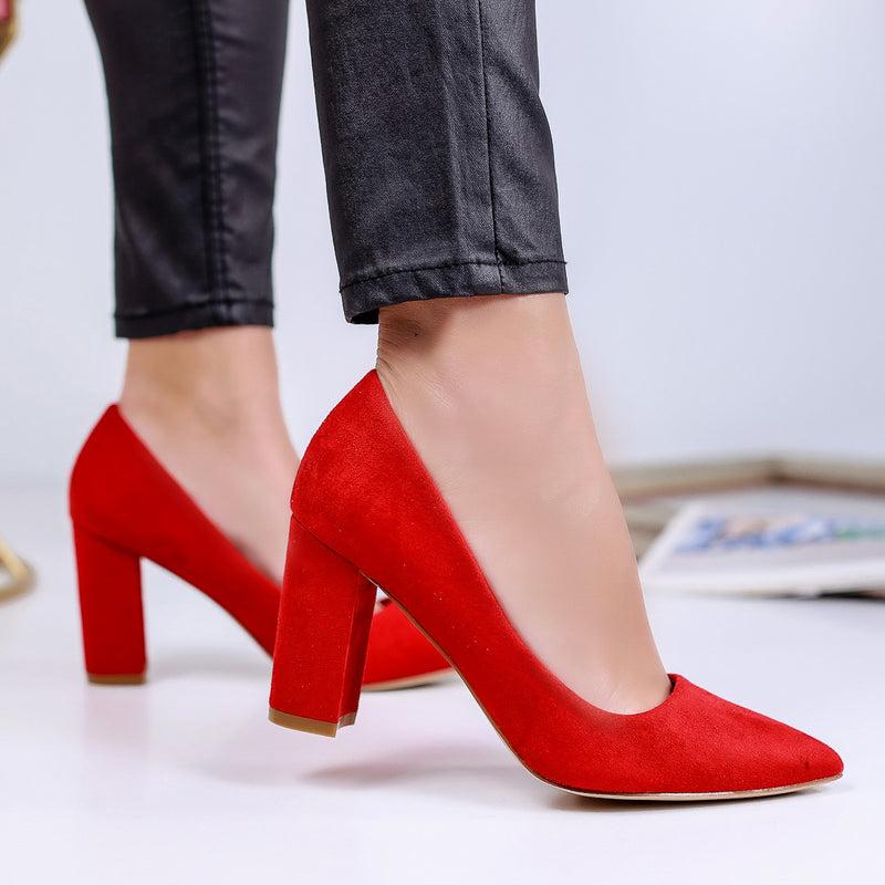 Pantofi dama cu toc Kristen - Red