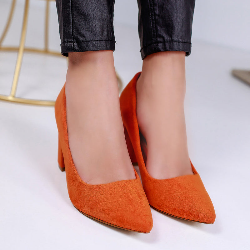 Pantofi dama cu toc Kristen - Orange