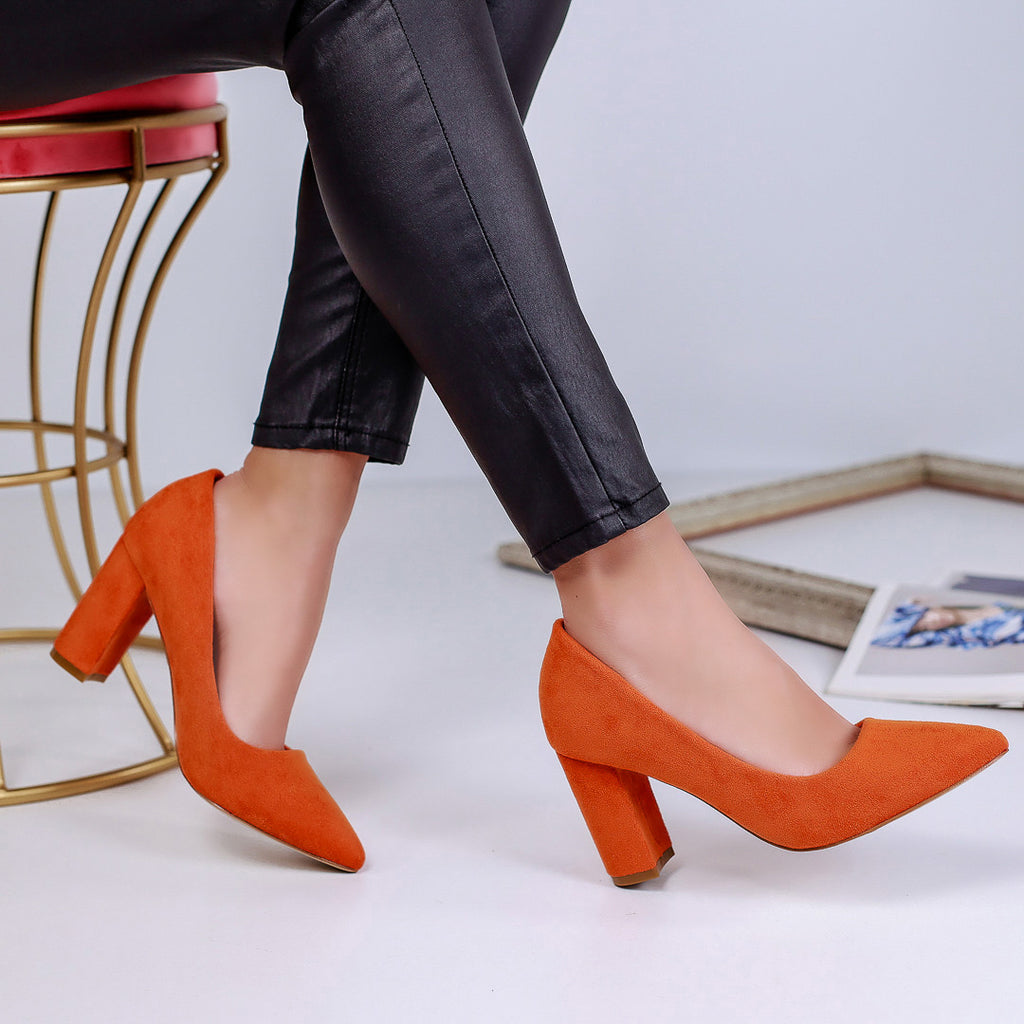 Pantofi dama cu toc Kristen - Orange