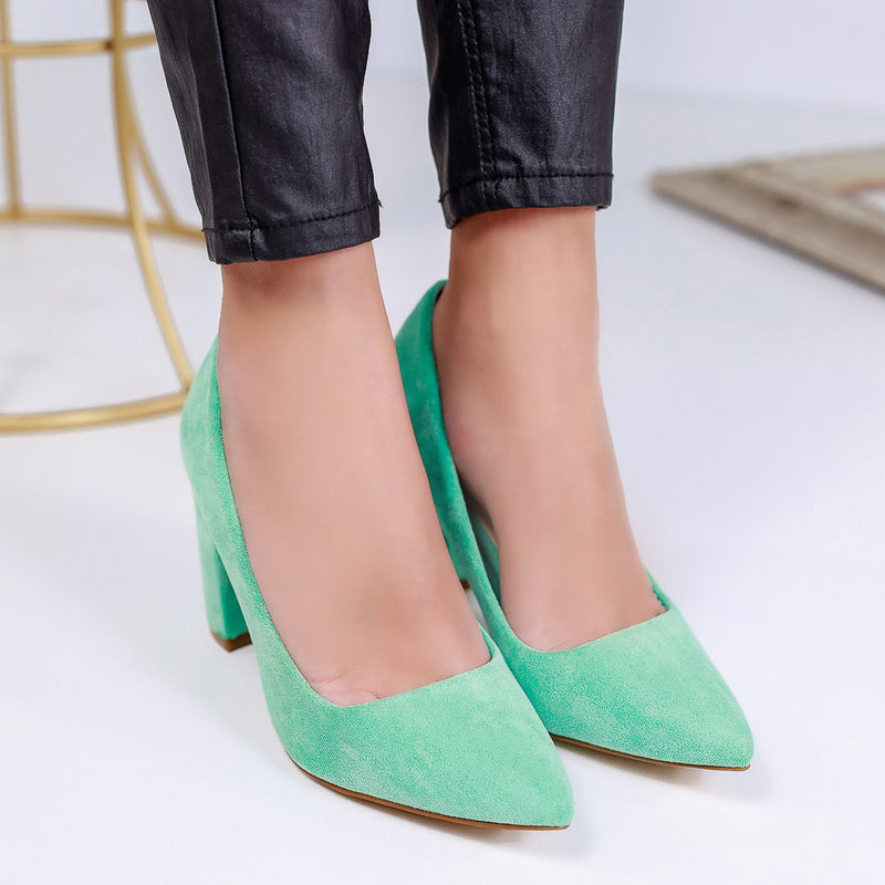 Pantofi dama cu toc Kristen - Green