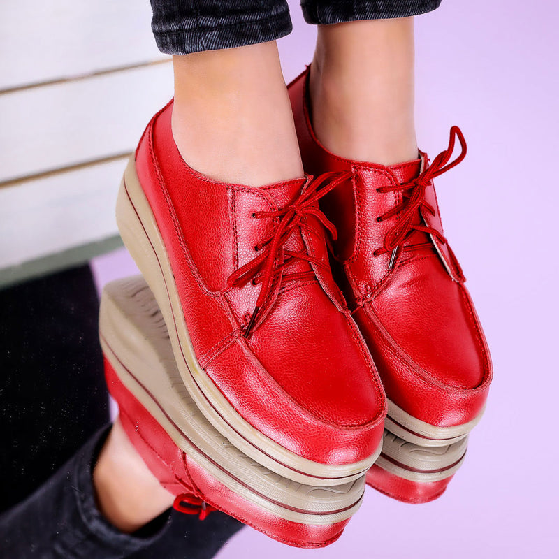Pantofi dama cu platforma Oksana - Red