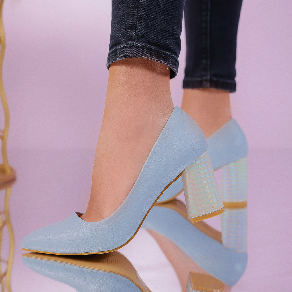 Pantofi dama cu toc Mirian - Blue