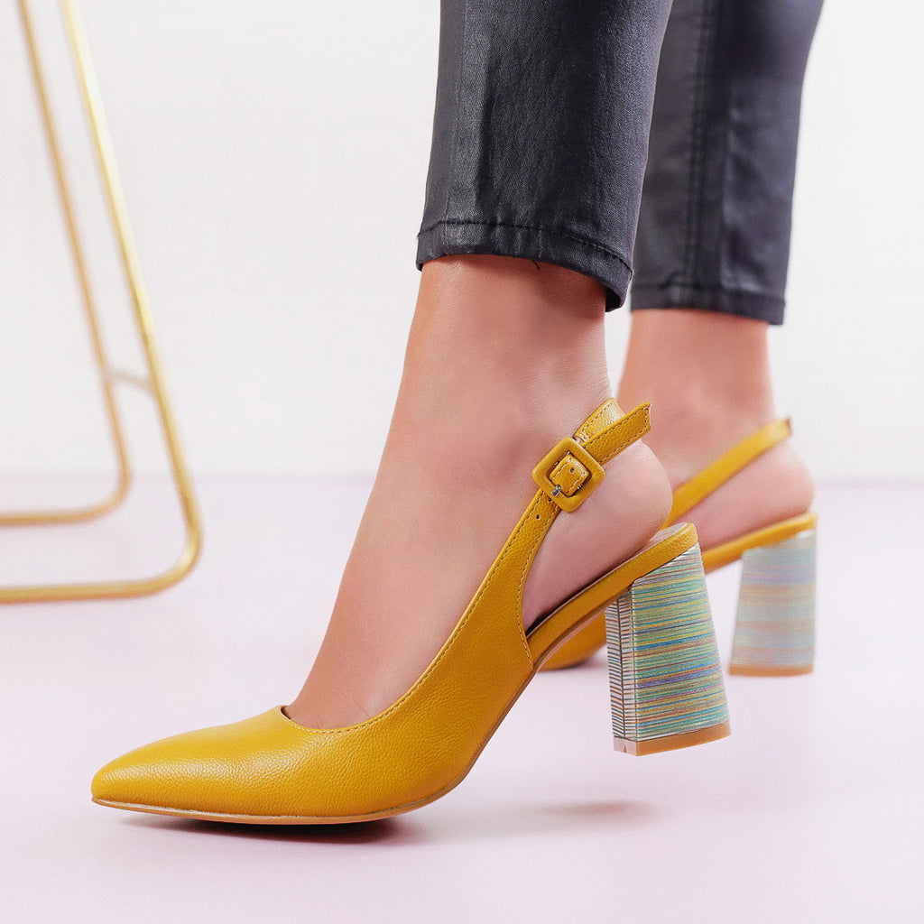 Pantofi dama cu toc Milana - Yellow