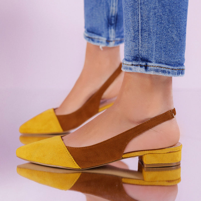 Pantofi dama cu toc Boyana - Yellow