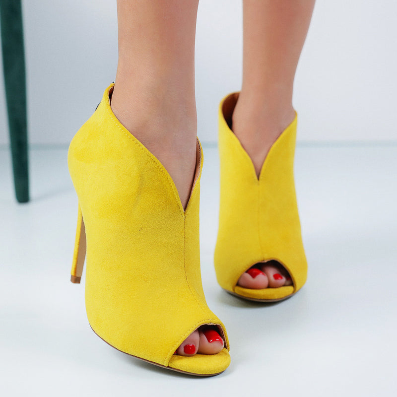 Sandale dama cu toc Jolie - Yellow