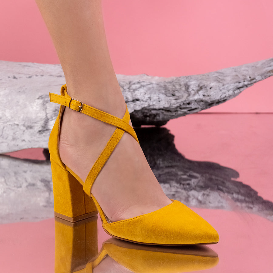 Pantofi dama cu toc Sonita - Yellow