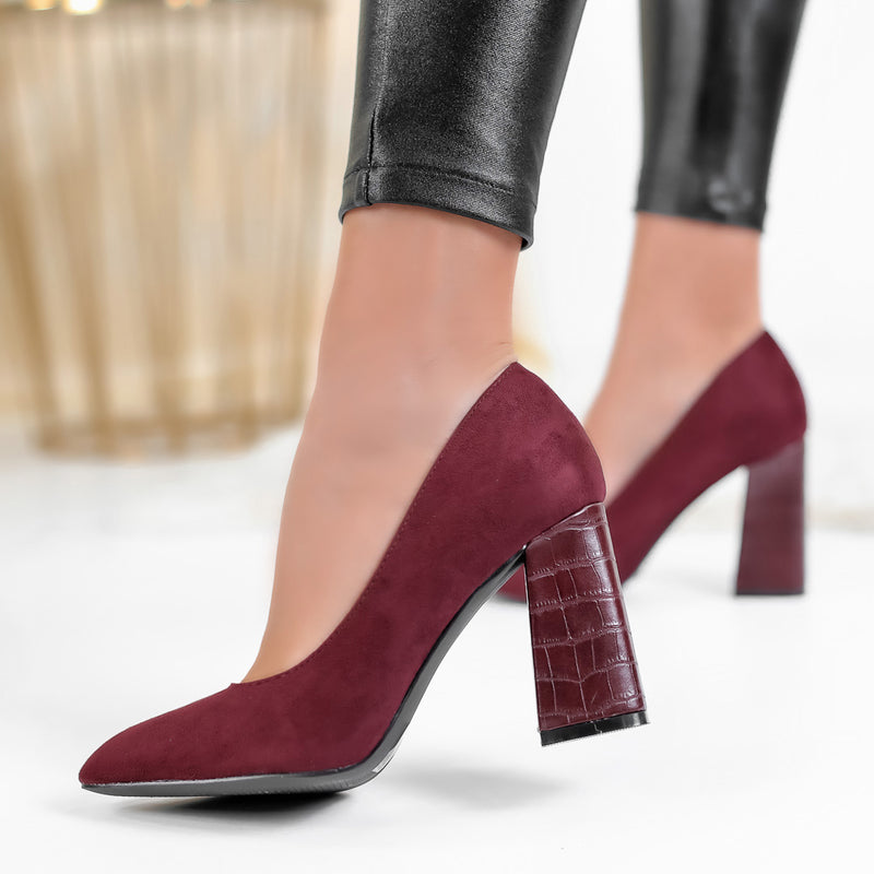 Pantofi dama cu toc Dolly - Bordo