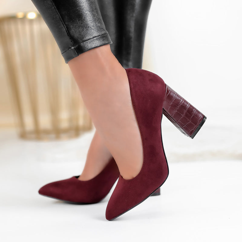 Pantofi dama cu toc Dolly - Bordo