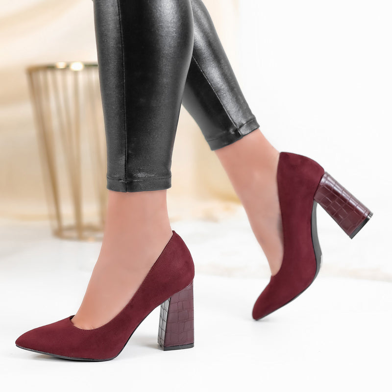 Pantofi dama cu toc Dolly - Bordo