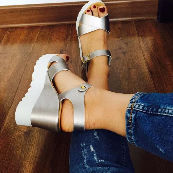 Sandale cu platforma Letty - metalic