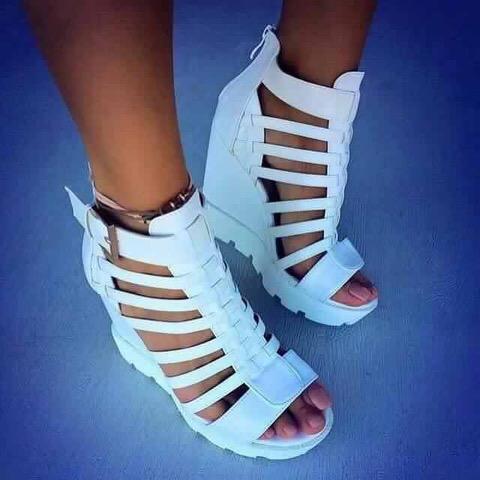Sandale cu platforma lana - white