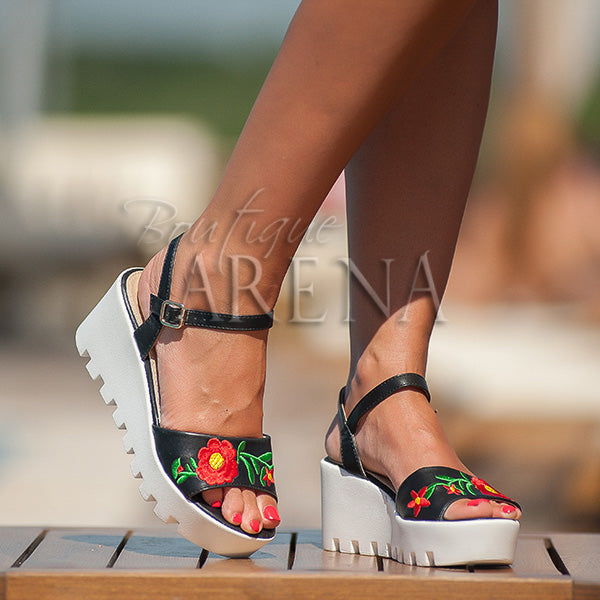 Sandale dama cu platforma Baylis negre